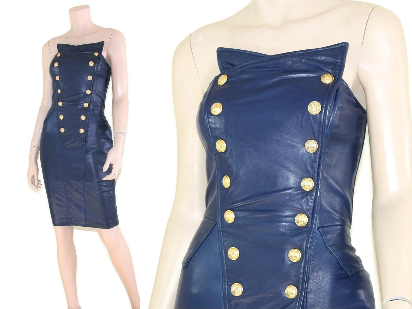 Blue North Beach Leather Military Dress