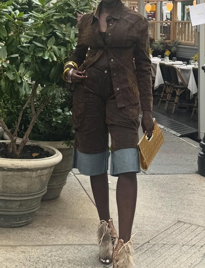 Retro Contrasting Color Suit