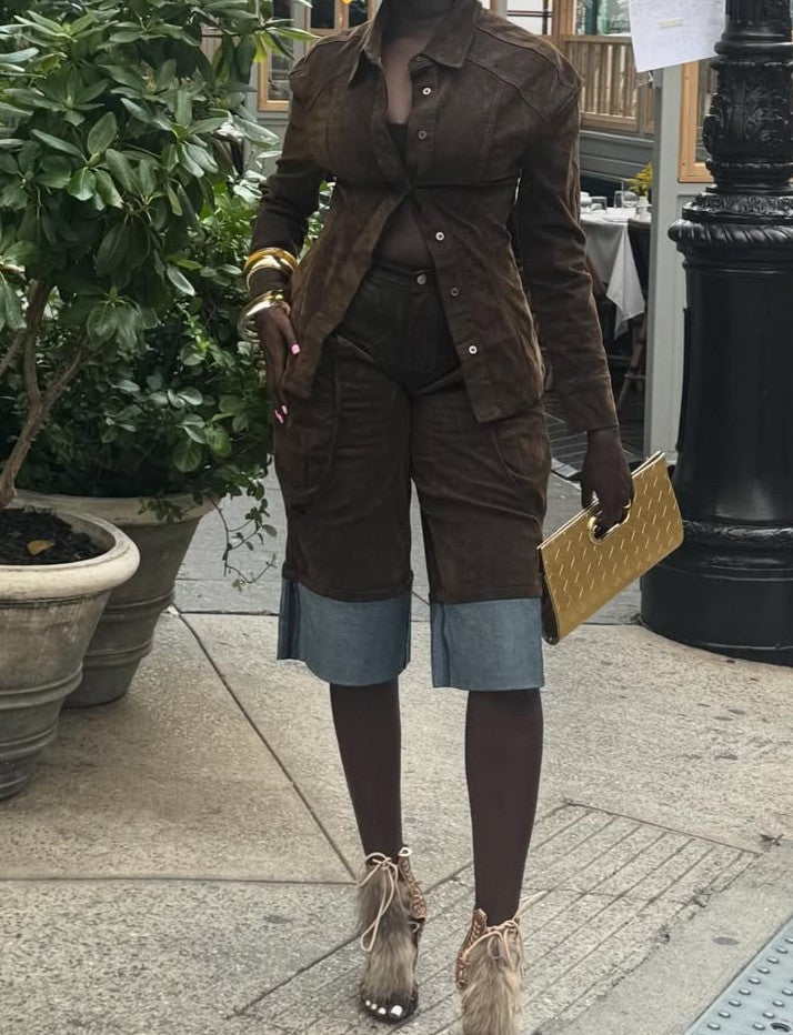 Retro Contrasting Color Suit