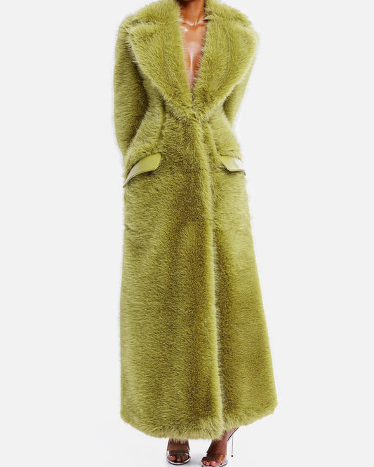 Green Eco-friendly Fur Long Coat
