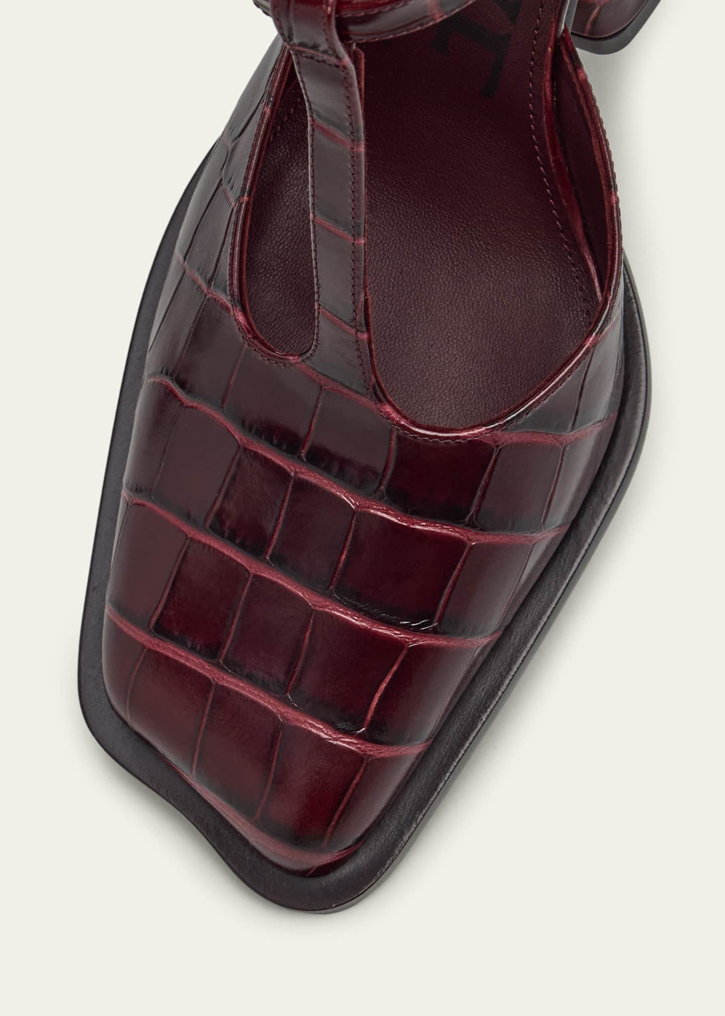 Crocodile-embossed Leather Pumps