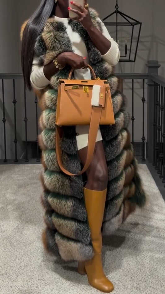 Extra Long Eco-friendly Fur Vest Coat