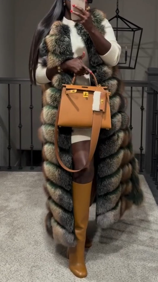 Extra Long Eco-friendly Fur Vest Coat