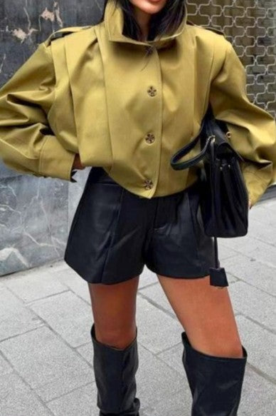 Olive Irregular Loose Coat