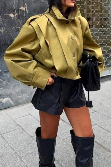 Olive Irregular Loose Coat