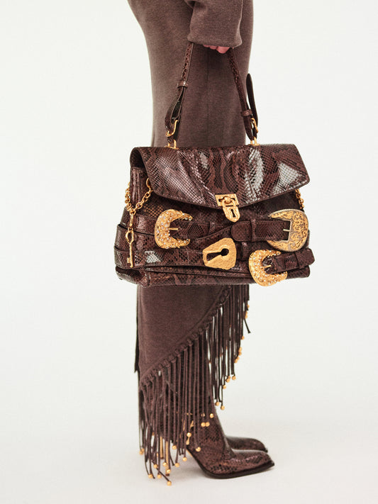 Snakeskin Bag With Belt Design