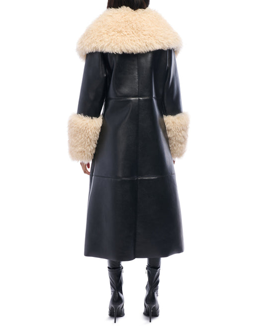 Puffy Trench Black Faux Fur Jacket