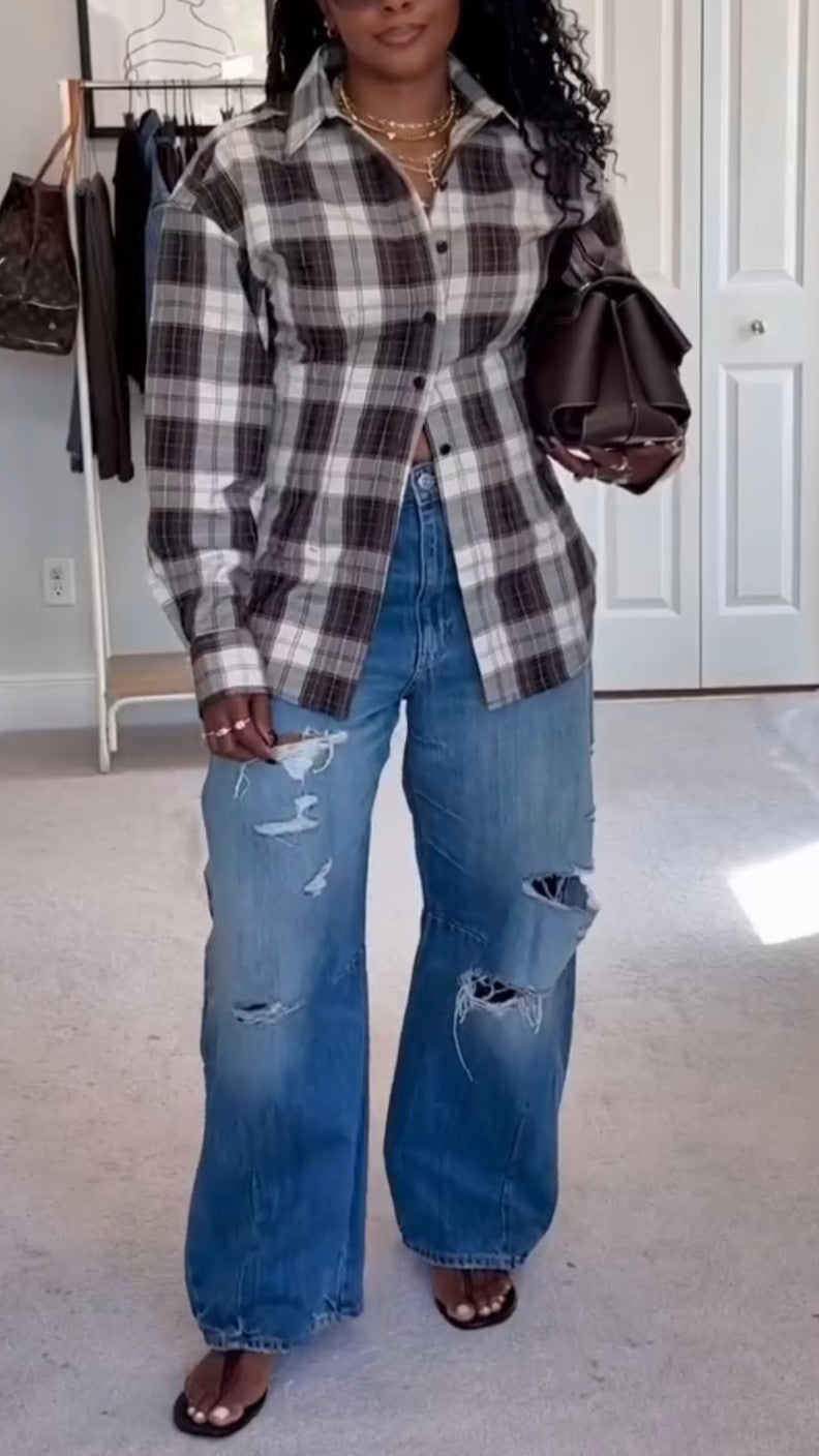 Plaid Shirt With Waist