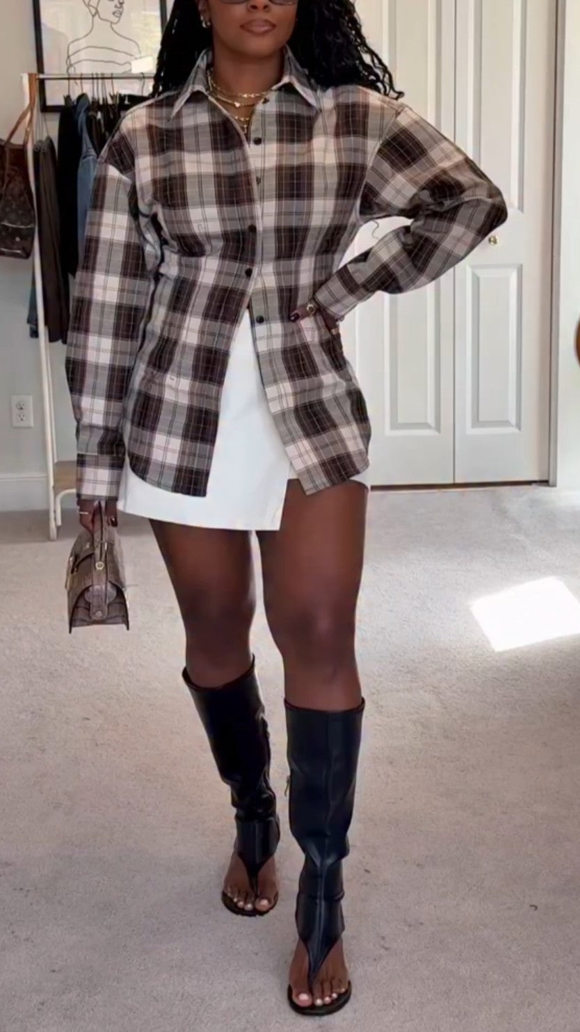 Plaid Shirt With Waist