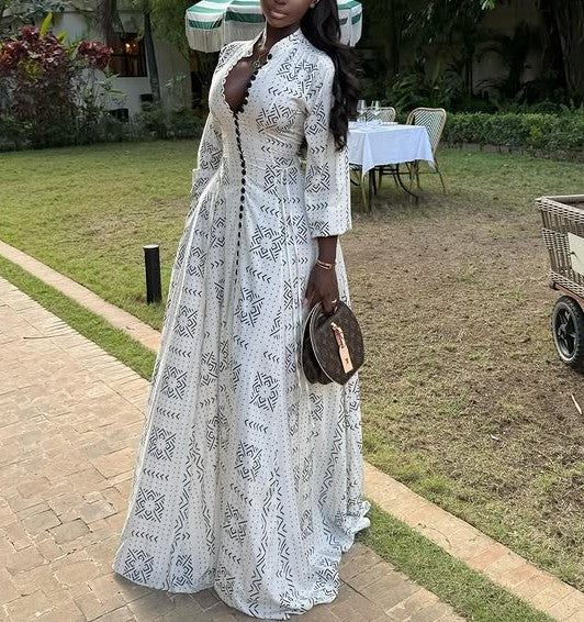 White Printed Maxi Skirt