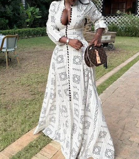 White Printed Maxi Skirt