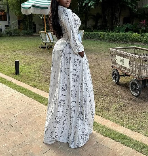 White Printed Maxi Skirt