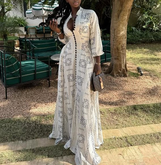 White Printed Maxi Skirt