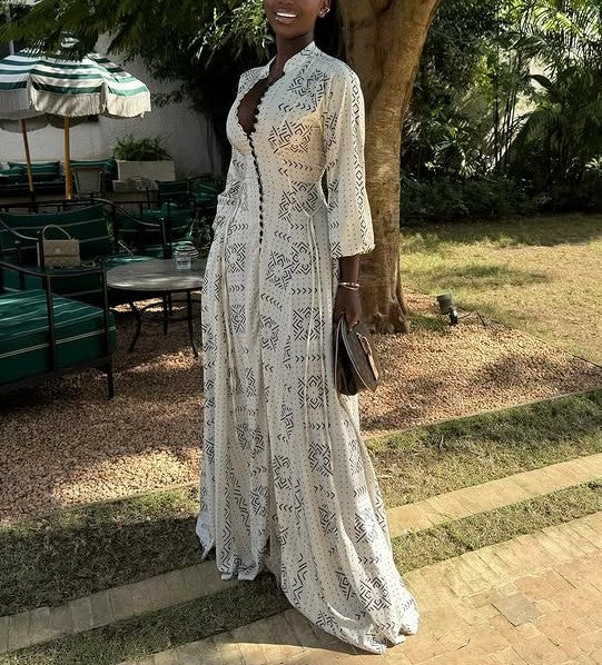 White Printed Maxi Skirt