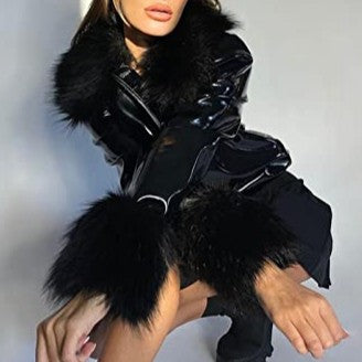 Patent Leather And Fur Coat