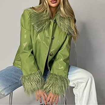 Patent Leather And Fur Coat