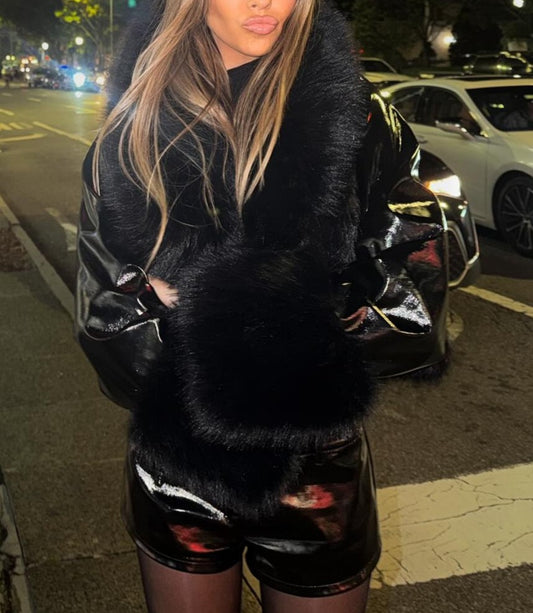 Patent Leather And Fur Coat