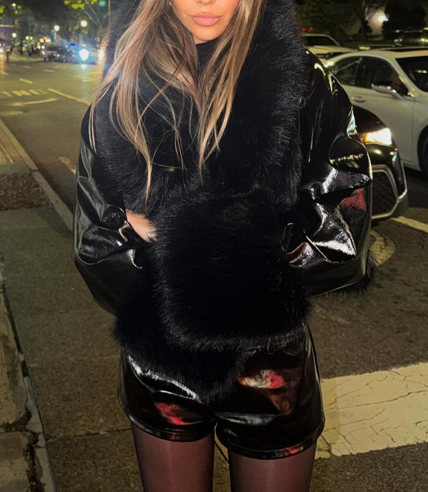 Patent Leather And Fur Coat