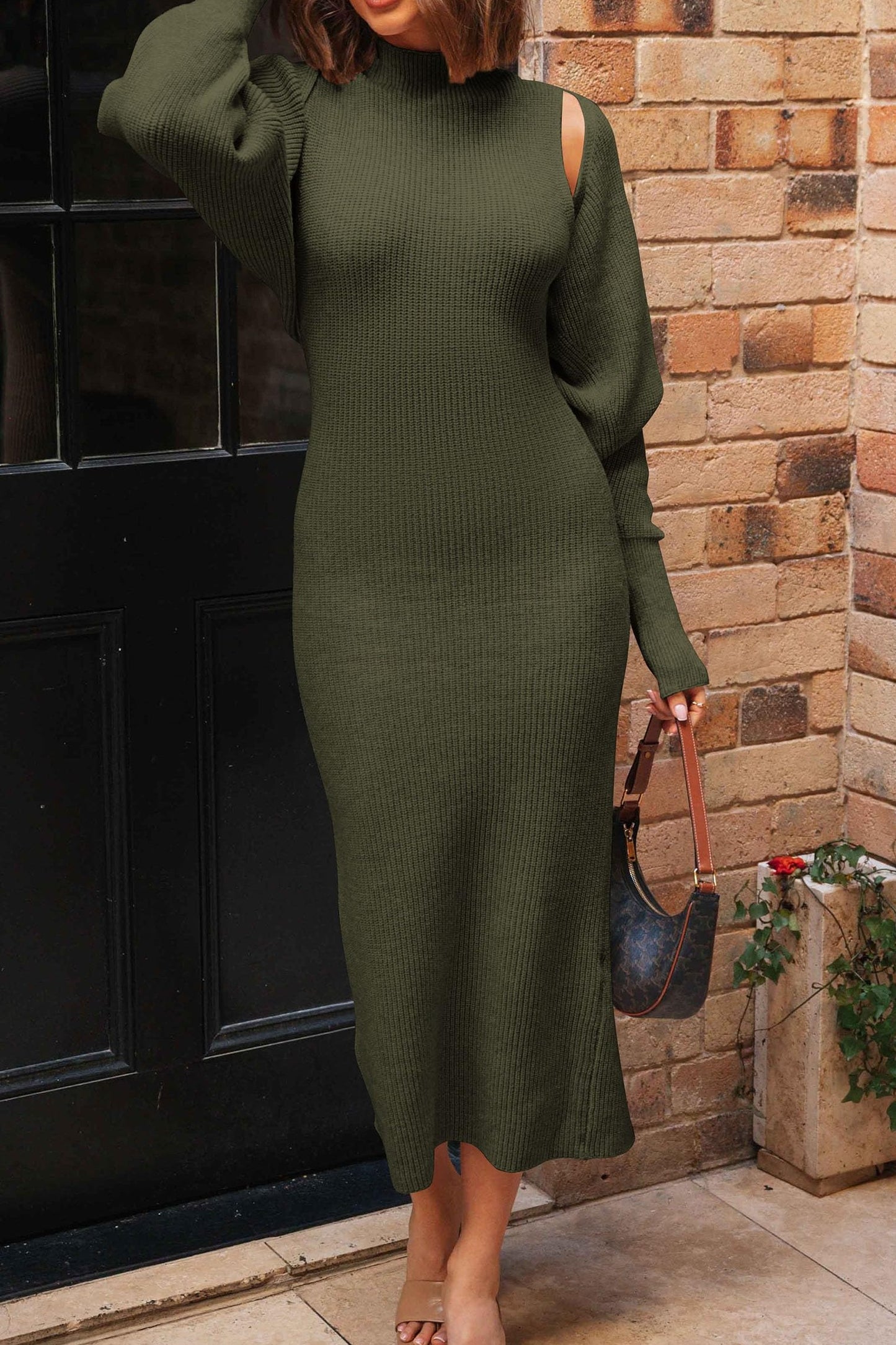 Two-piece Knitted Long-sleeved Cardigan Sweater Long Skirt Set