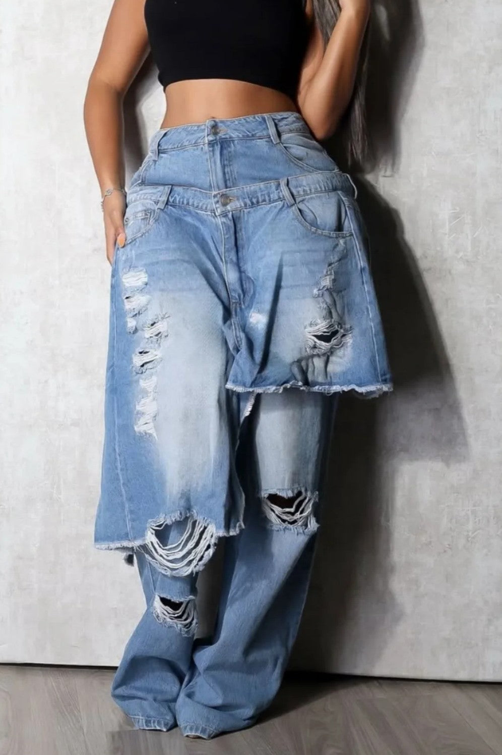 Double Denim Baggy Jeans