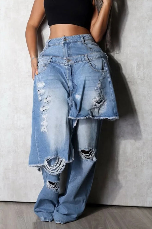 Double Denim Baggy Jeans