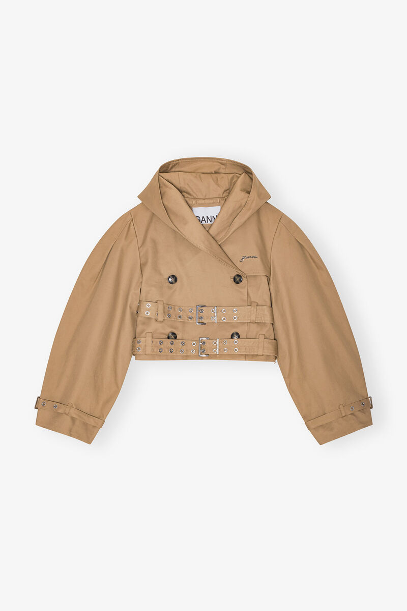 Bonded Cotton Short Trench Jacket