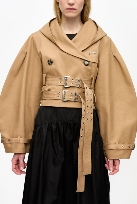 Bonded Cotton Short Trench Jacket