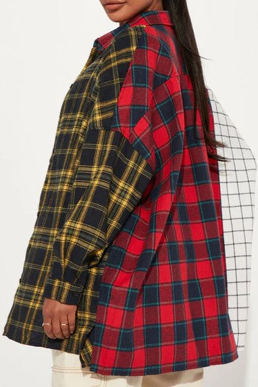 Plaid Patchwork Shirt Jacket