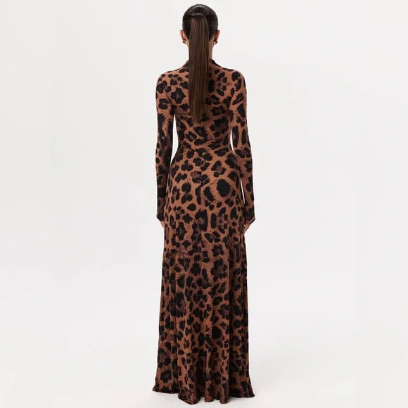 Show Indoor Leopard Print Long Sleeve Dress