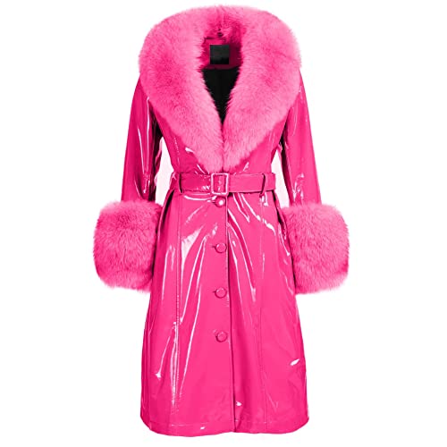 Glow Leather Fur Collar Coat