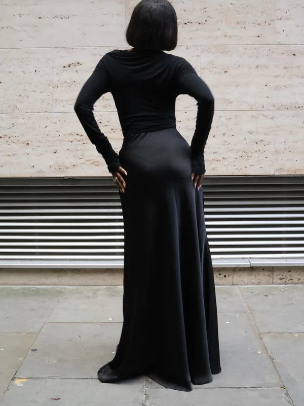 Elegant Bias Cut Satin Maxi Skirt Set