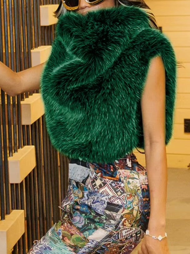 Faux Fur Turtleneck Vest