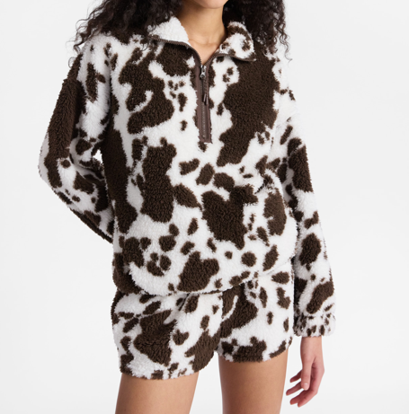 Plush Half-zip Pullover And Pants Set