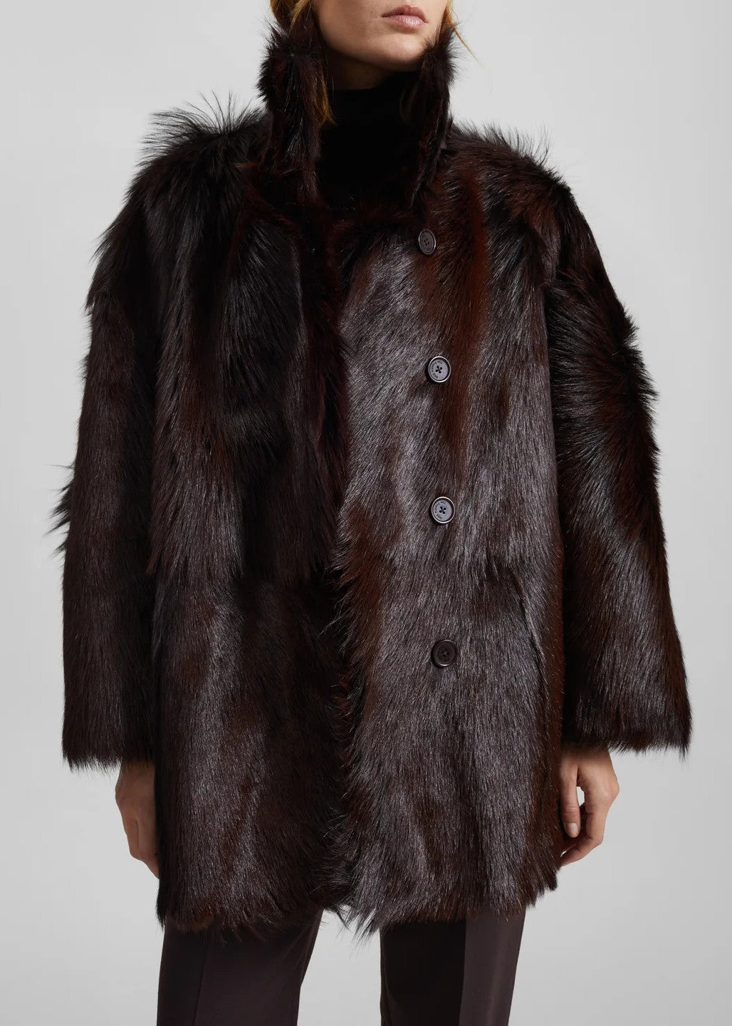 Funnel-neck Fur Coat（Free shipping）
