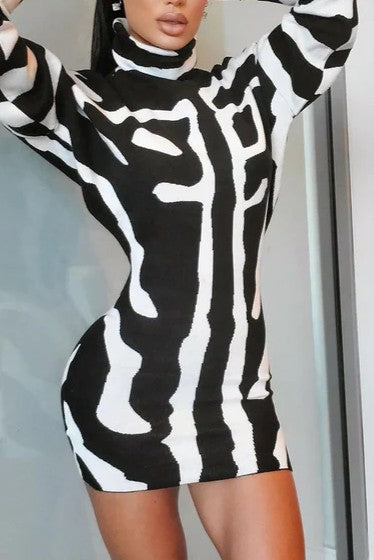 Sweater Mini Dress In Black And White