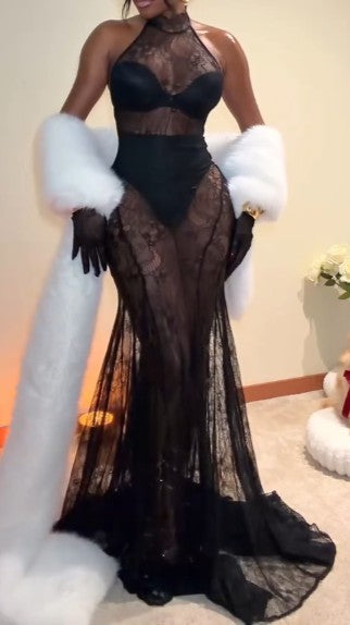 See-through Lace Long Dress