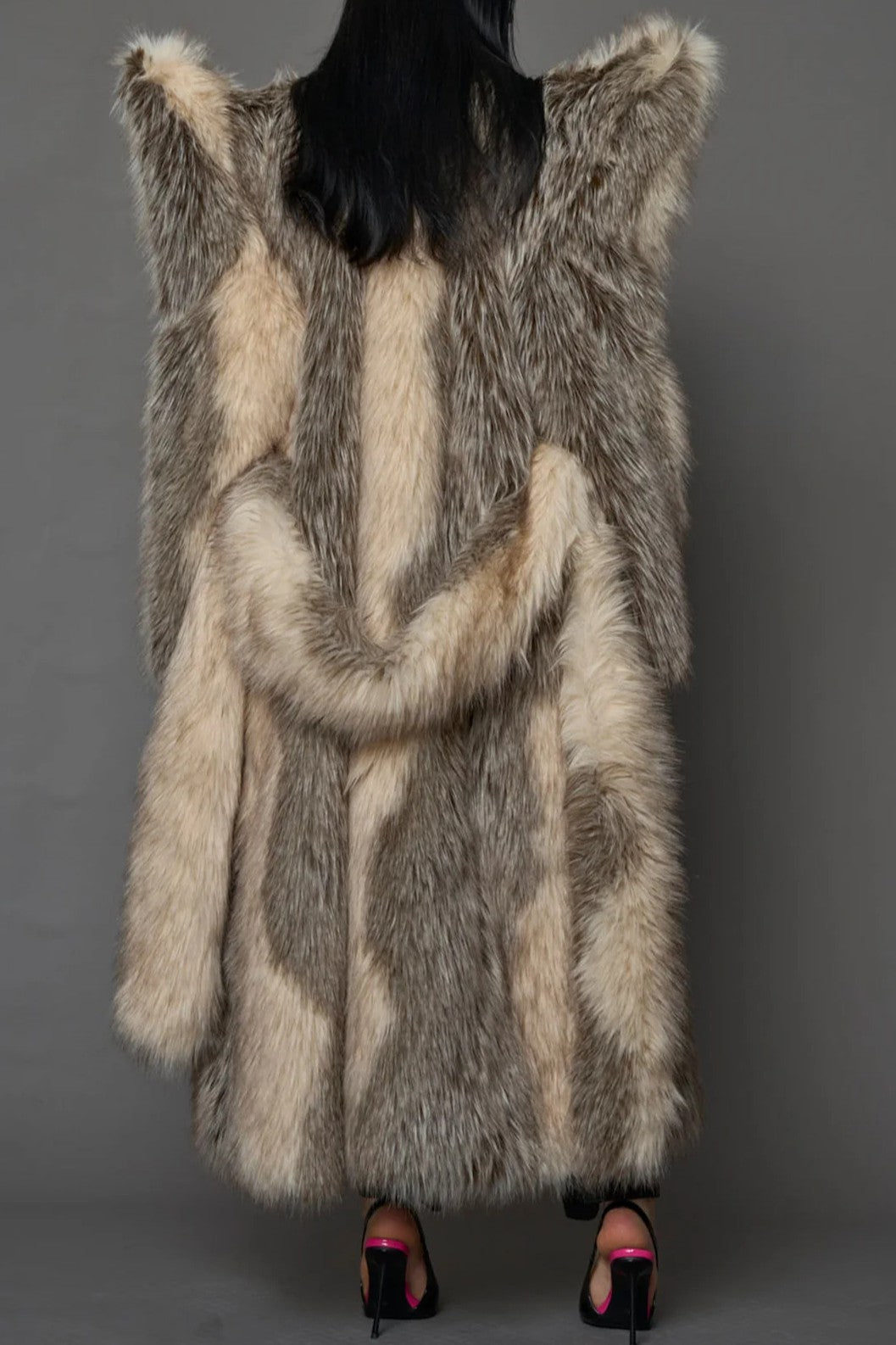 Faux Fur Coat With Design