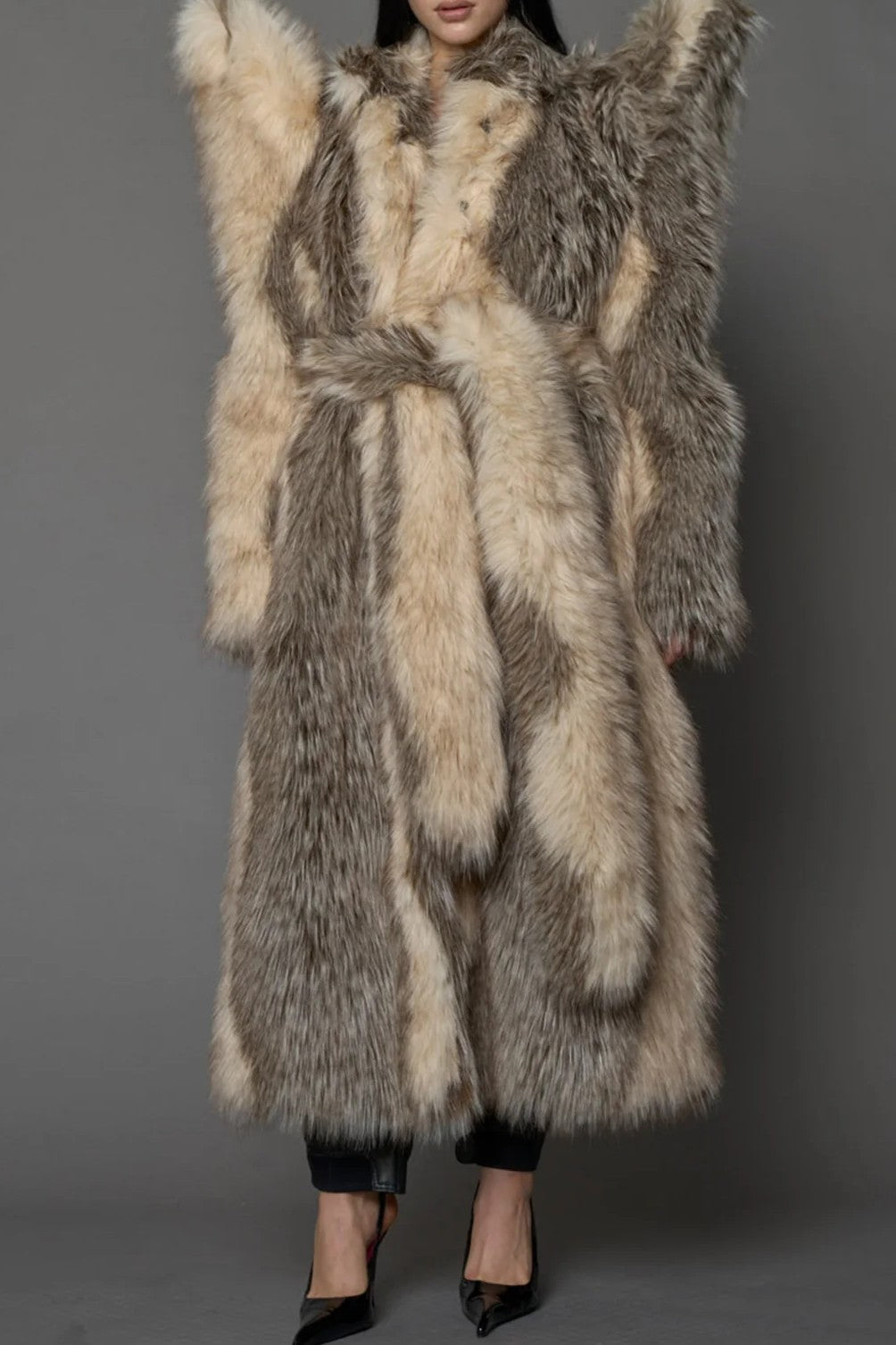 Faux Fur Coat With Design