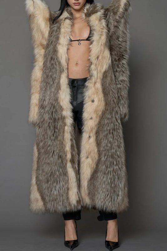 Faux Fur Coat With Design