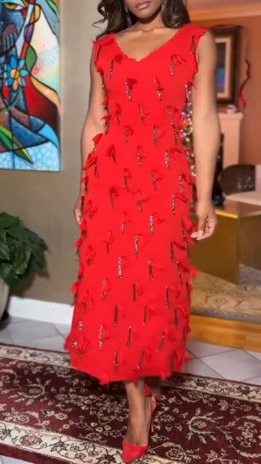 Red Dress With Tassels
