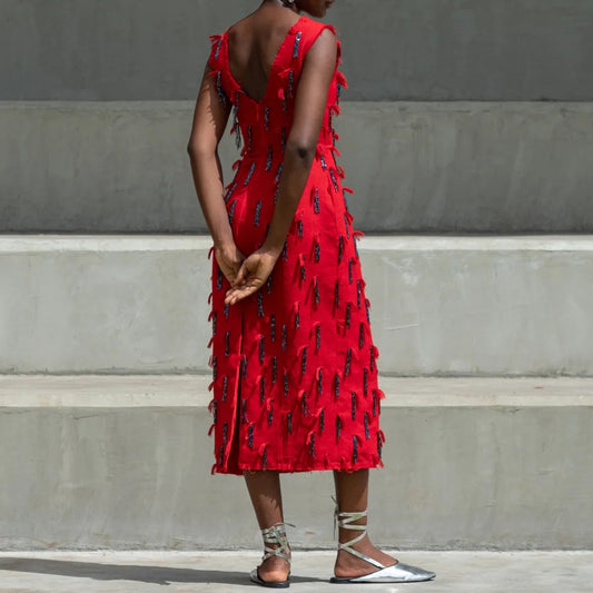 Red Dress With Tassels