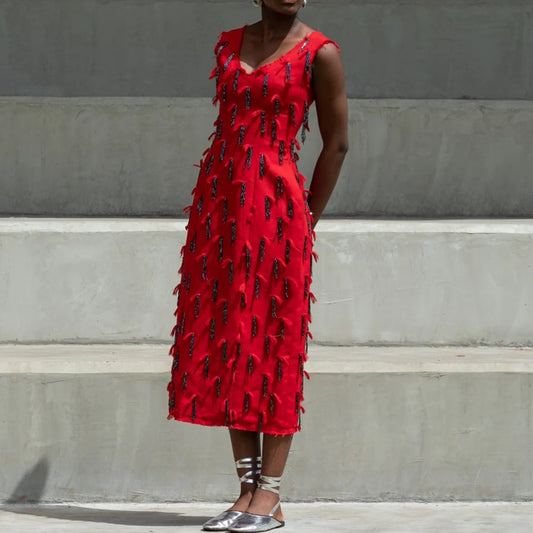 Red Dress With Tassels