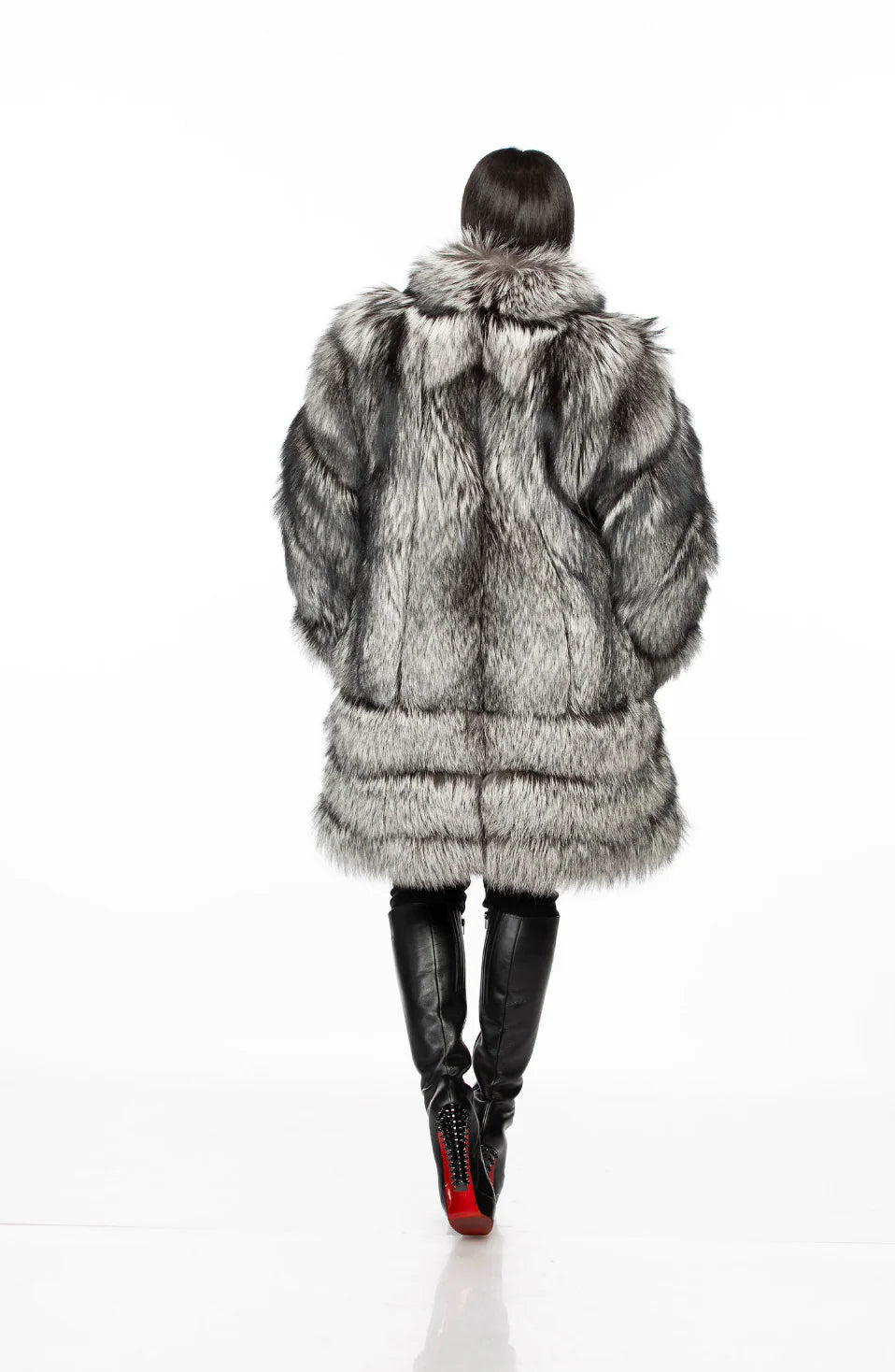 Dark Gray Long Fur Coat（Free shipping）