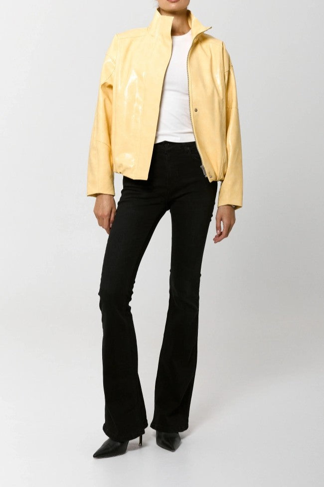 Patent Leather Eco-friendly Insulated Bomber Jacket