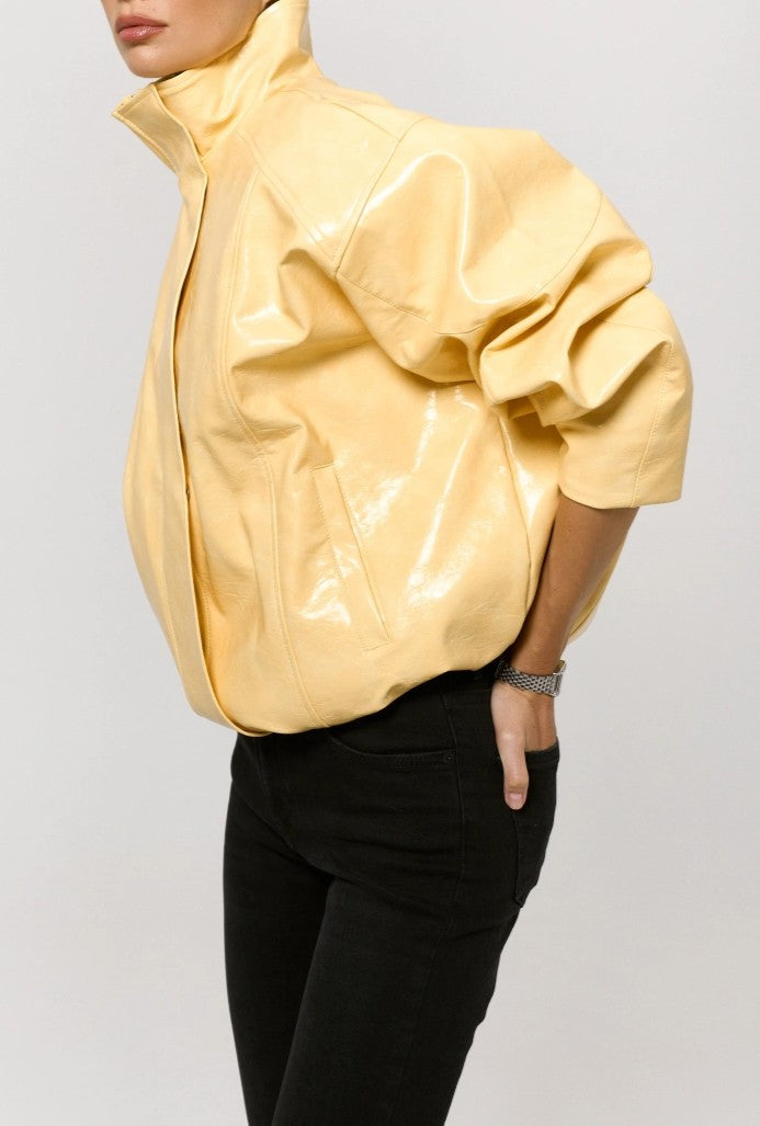 Patent Leather Eco-friendly Insulated Bomber Jacket