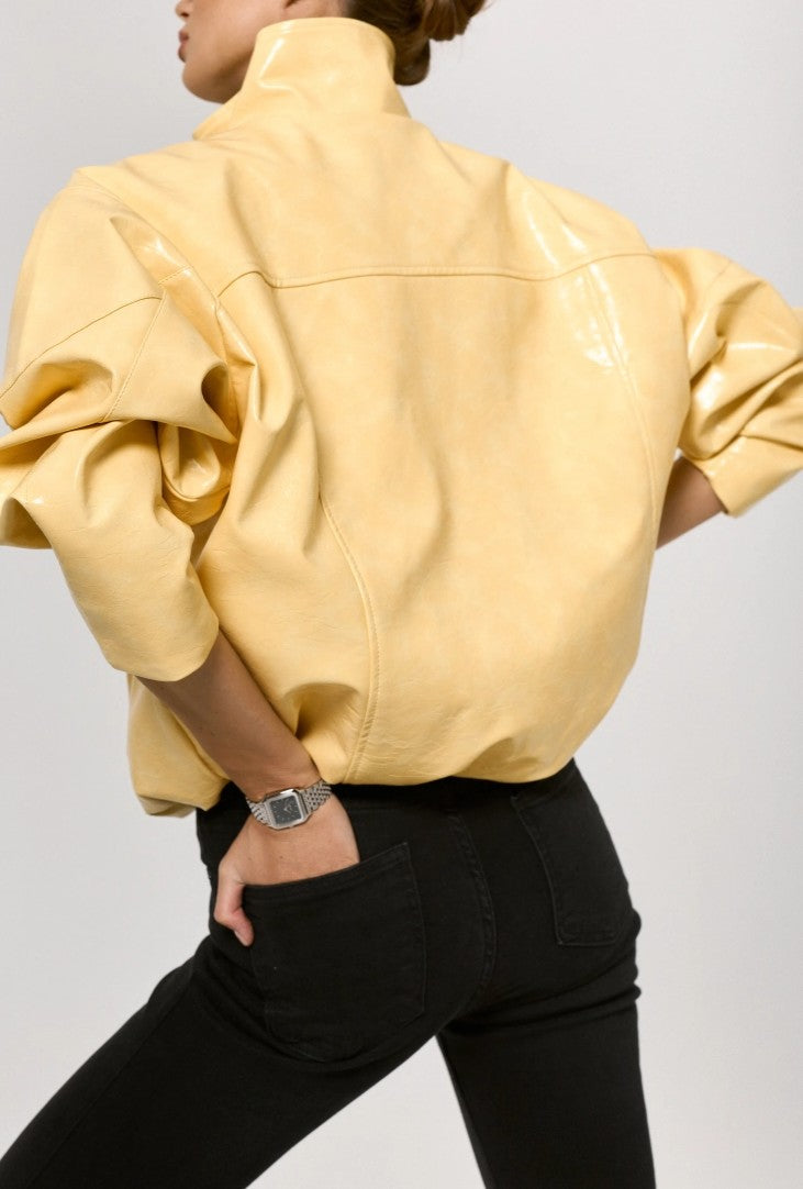 Patent Leather Eco-friendly Insulated Bomber Jacket