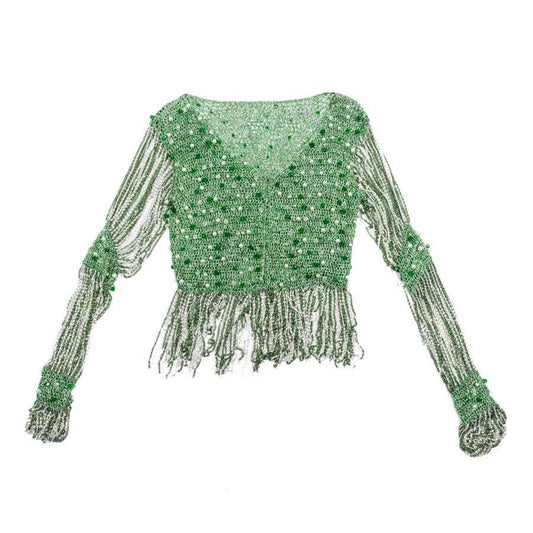 Crocheted Green Pearl Top
