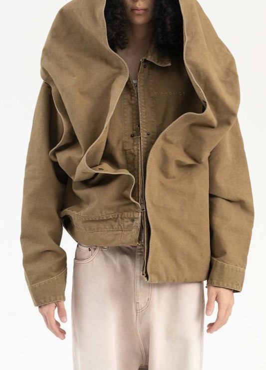 Hooded Faux Two-piece Jacket