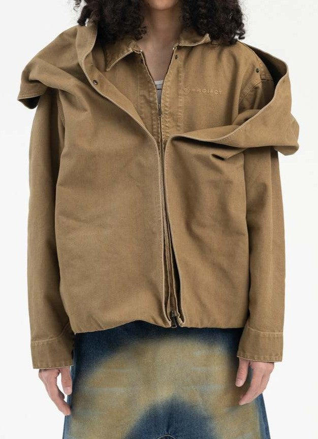 Hooded Faux Two-piece Jacket