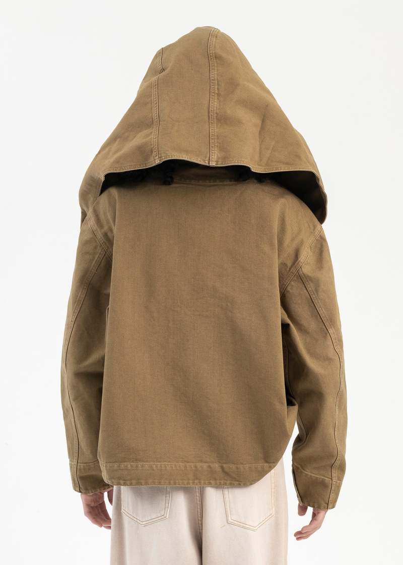 Hooded Faux Two-piece Jacket
